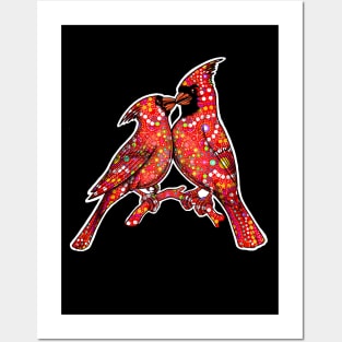 Red Cardinal birds mandala art Posters and Art